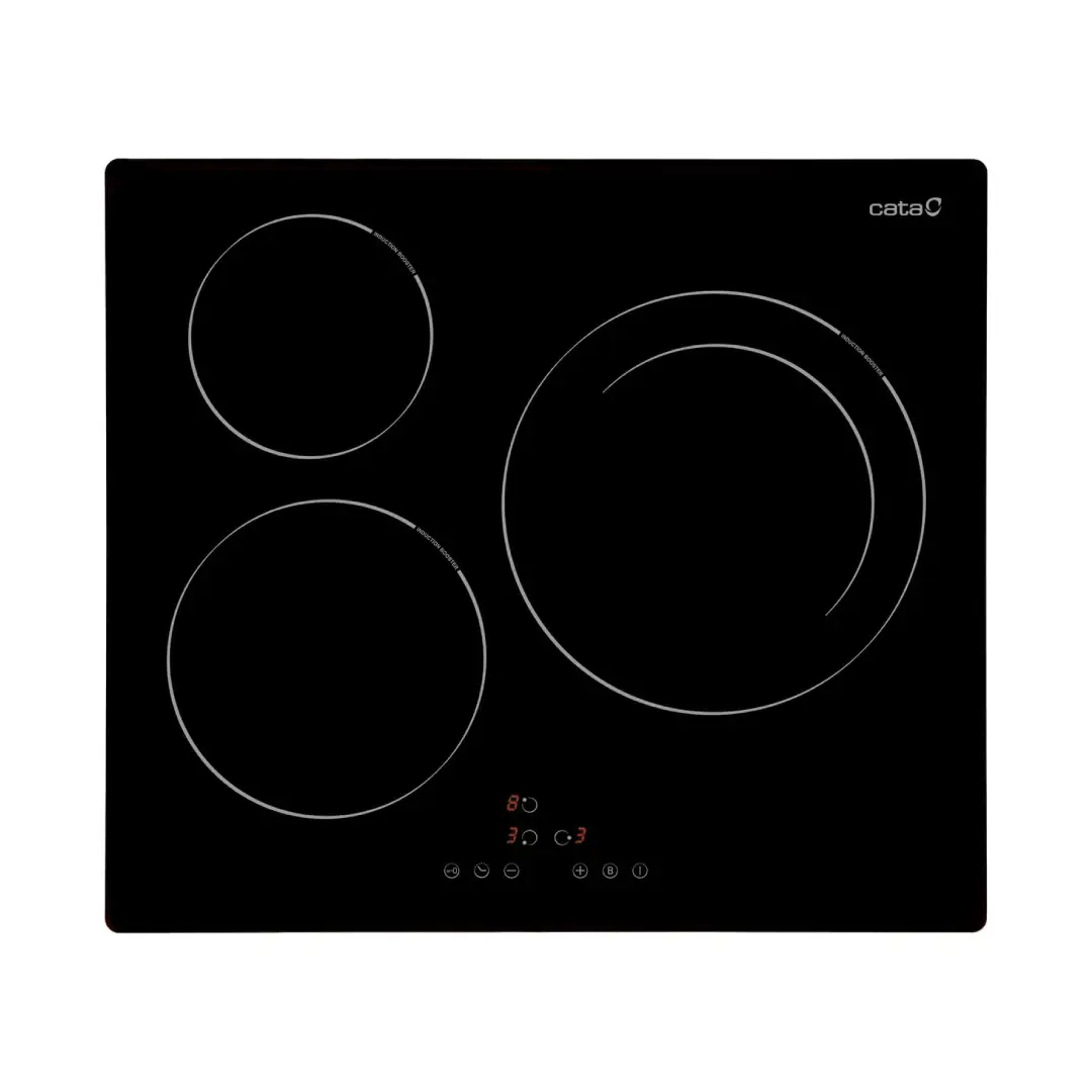 Placa de inducción CATA IB-6303BK/A de 60 cm, con 3 zonas de cocción y potencia de 7.1KW, diseñada para un cocinado rápido y eficiente - Electrocash