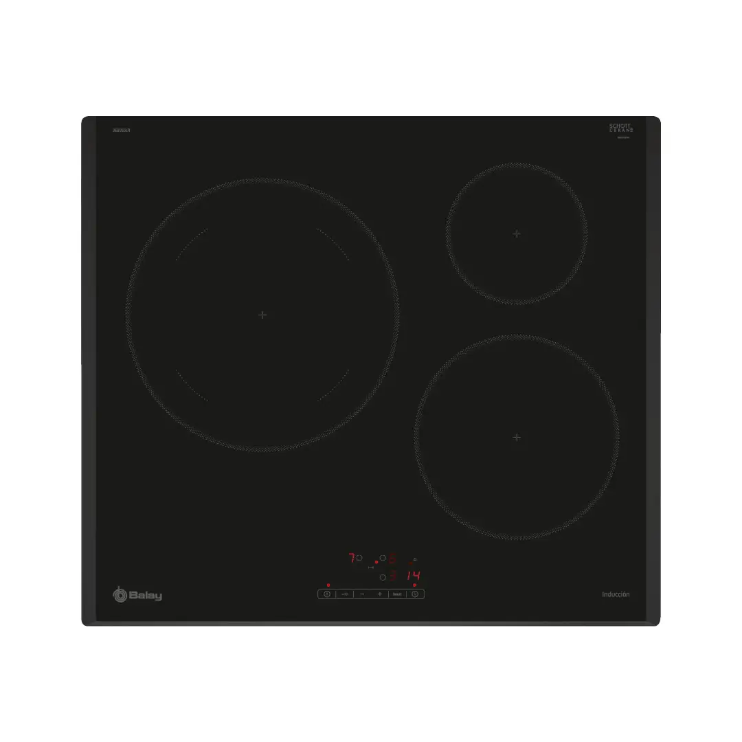 Placa de inducción Balay 3EB-965LR con 3 zonas de cocción, potencia de 7.4KW y tamaño de 60 cm. - Electrocash