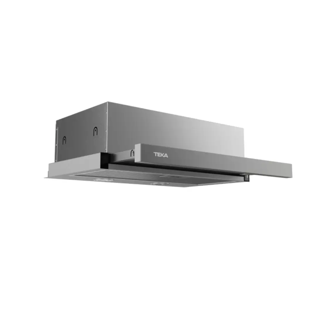 Vista lateral de la campana extraíble inox Teka CNL-6415, destacando su diseño compacto y eficiente - Electrocash