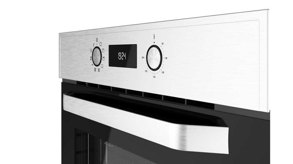 Vista lateral del horno Teka HCB-6535 SS, destacando su diseño compacto y líneas modernas