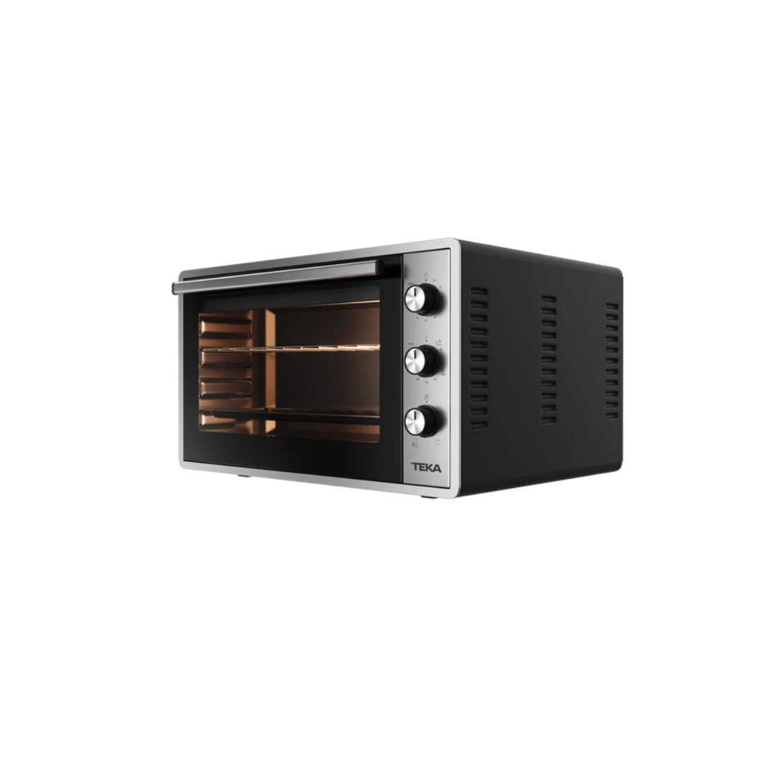 Vista lateral del horno Teka GrandChef FSO 424 GR de sobremesa, mostrando su diseño compacto y elegante - Electrocash