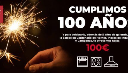 Imagen de promoción del aniversario de 100 años de TEKA, destacando sus ofertas y celebraciones. 700x300