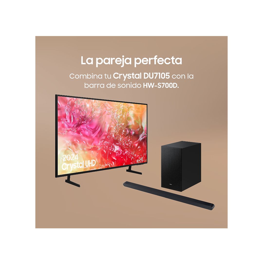 LED 55" Samsung TU55DU7105KXXC - combina con la barra de sonido HW-S700D