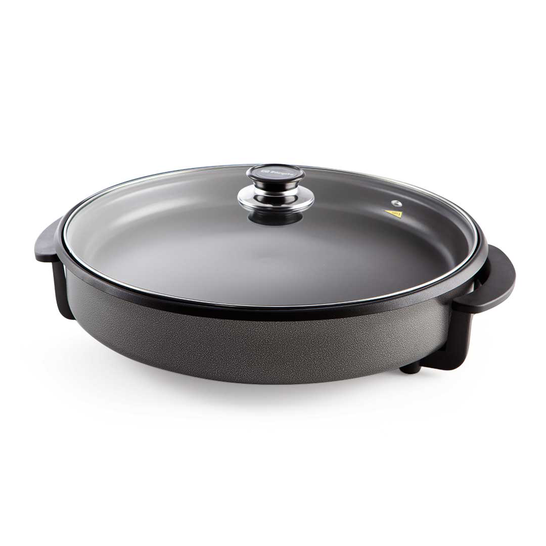 Imagen principal del pizza grill PZ-6636N de Orbegozo, con una potencia de 1500W y superficie de cocción de 36cm, ideal para preparar pizzas y otros alimentos con rapidez y precisión, disponible en Electrocash