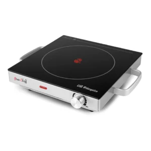 Imagen principal de la cocina portátil PCE-5000 de Orbegozo, con una zona de cocción vitrocerámica, ideal para espacios reducidos y cocinas móviles, disponible en Electrocash