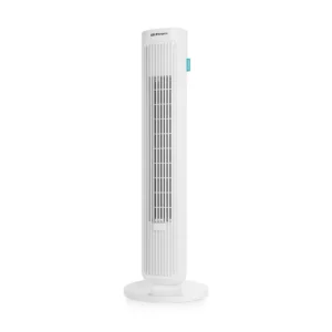 Imagen principal del ventilador de torre TW-0755 de Orbegozo, con una altura de 77 cm, potencia de 45W, y funcionamiento silencioso, ideal para refrescar cualquier habitación de manera eficiente y discreta, disponible en Electrocash