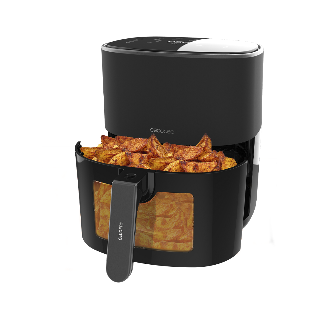 Imagen principal de la freidora dietética F Window 6500 de Cecotec, modelo 04967, con capacidad de 6.5 litros y una potencia de 1700W, ideal para cocinar de manera saludable, disponible en Electrocash