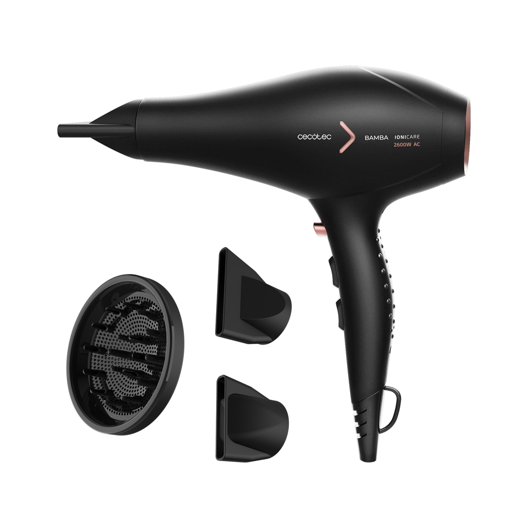 Imagen principal del secador 04204 Bamba IoniCare de Cecotec, modelo 5350 PowerSh, diseñado para un secado rápido y con tecnología iónica para reducir el frizz, disponible en Electrocash