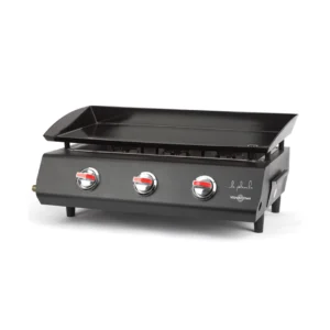 Imagen principal de la plancha de gas PG-330NB de Vitrokitchen, color negro, con 3 fuegos y una potencia de 7.5kW, ideal para cocinar variedad de alimentos de manera eficiente, disponible en Electrocash