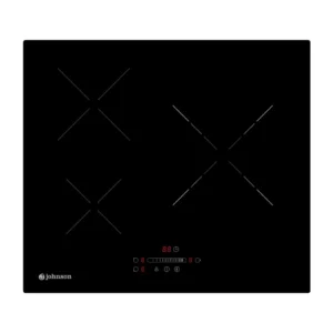 Imagen principal de la placa de inducción JINDU-329 de Johnson, con una potencia de 7.4kW, tres zonas de cocción y doble zona de 60cm, disponible en Electrocash