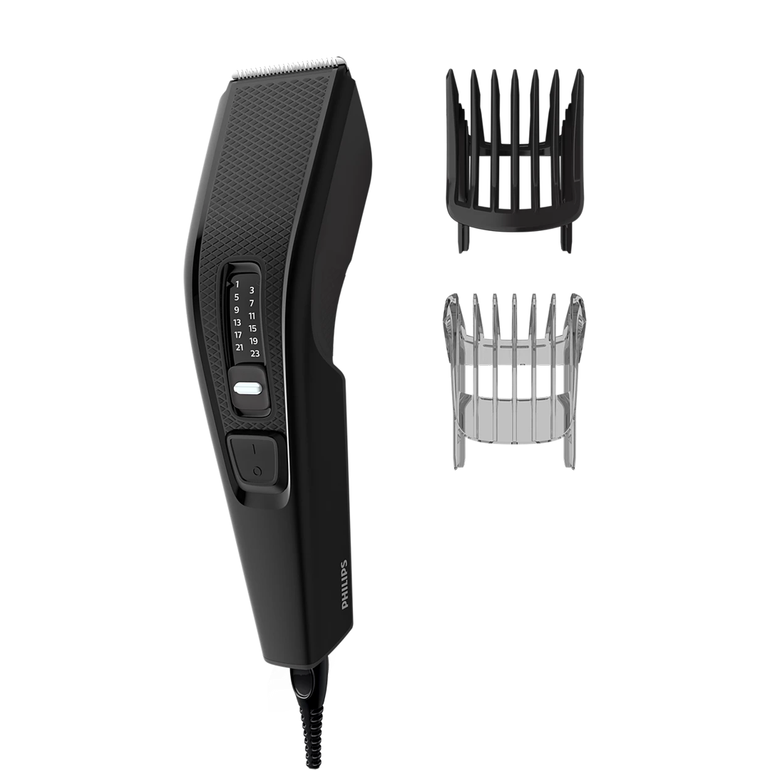 magen principal del cortapelos HC3510/15 de Philips, diseñado para uso con cable y con 13 posiciones de longitud de corte, ideal para un corte de pelo versátil y preciso, disponible en Electrocash