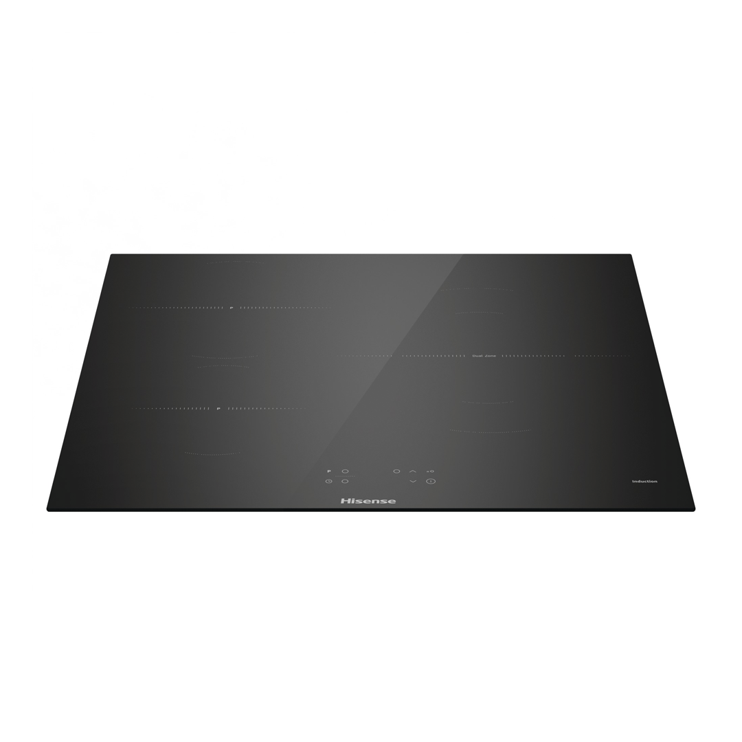 Vista superior de la placa de inducción HI-6311BSCE de Hisense, mostrando las tres zonas de cocción y su disposición desde arriba