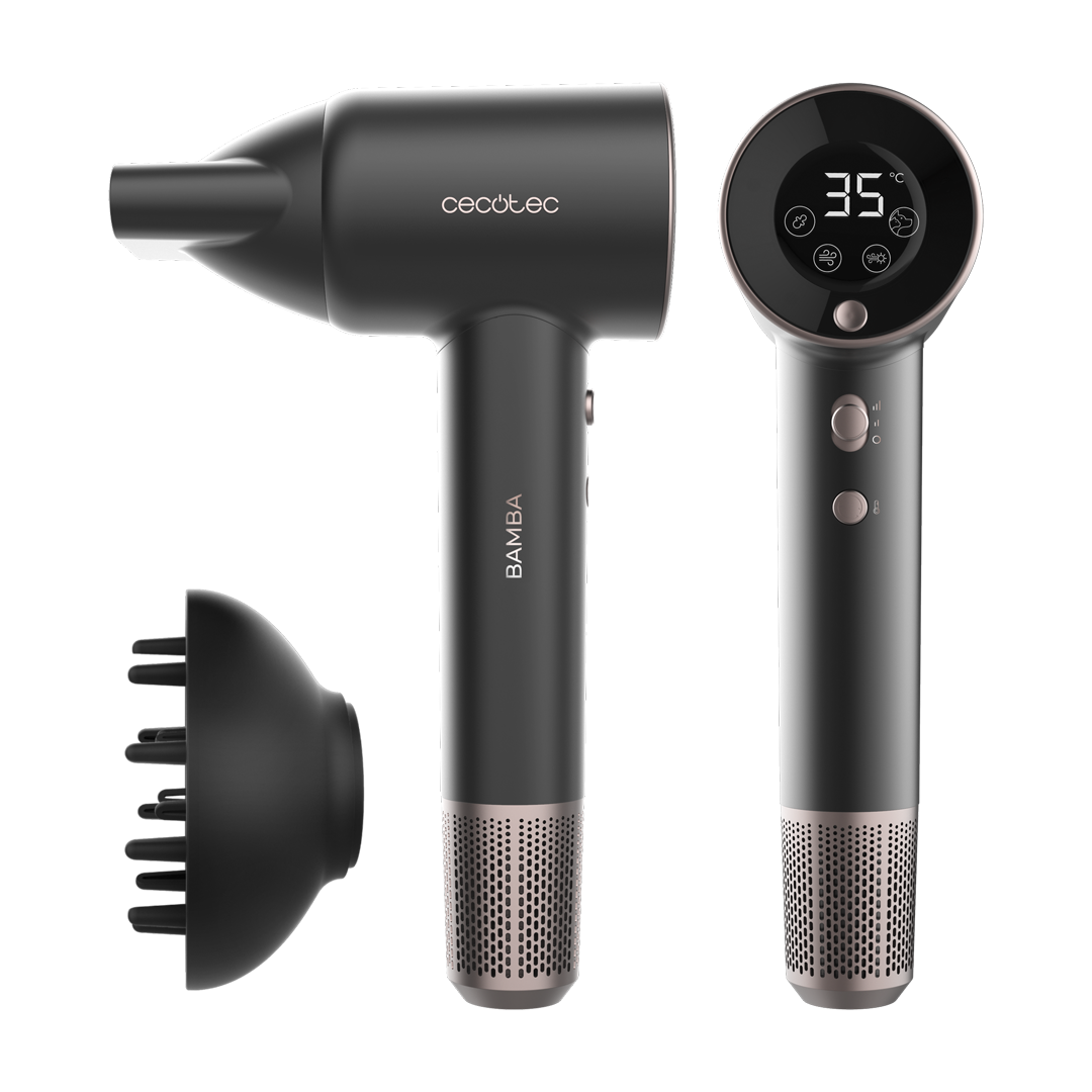 Imagen principal del secador 04405 Bamba IoniCare de Cecotec, con una potencia de 1800W y 4 modos de secado, ideal para un secado rápido y cuidado del cabello, disponible en Electrocash