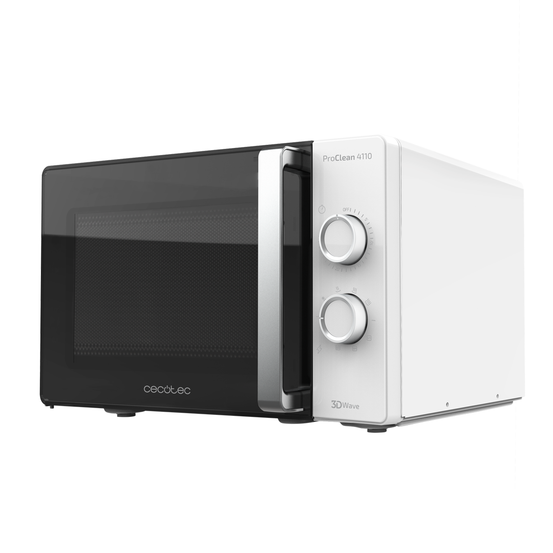 Imagen principal del microondas blanco 01547 ProClean 4110 Cecotec, con una potencia de 700W, destacando su diseño y funcionalidad eficiente, disponible en Electrocash
