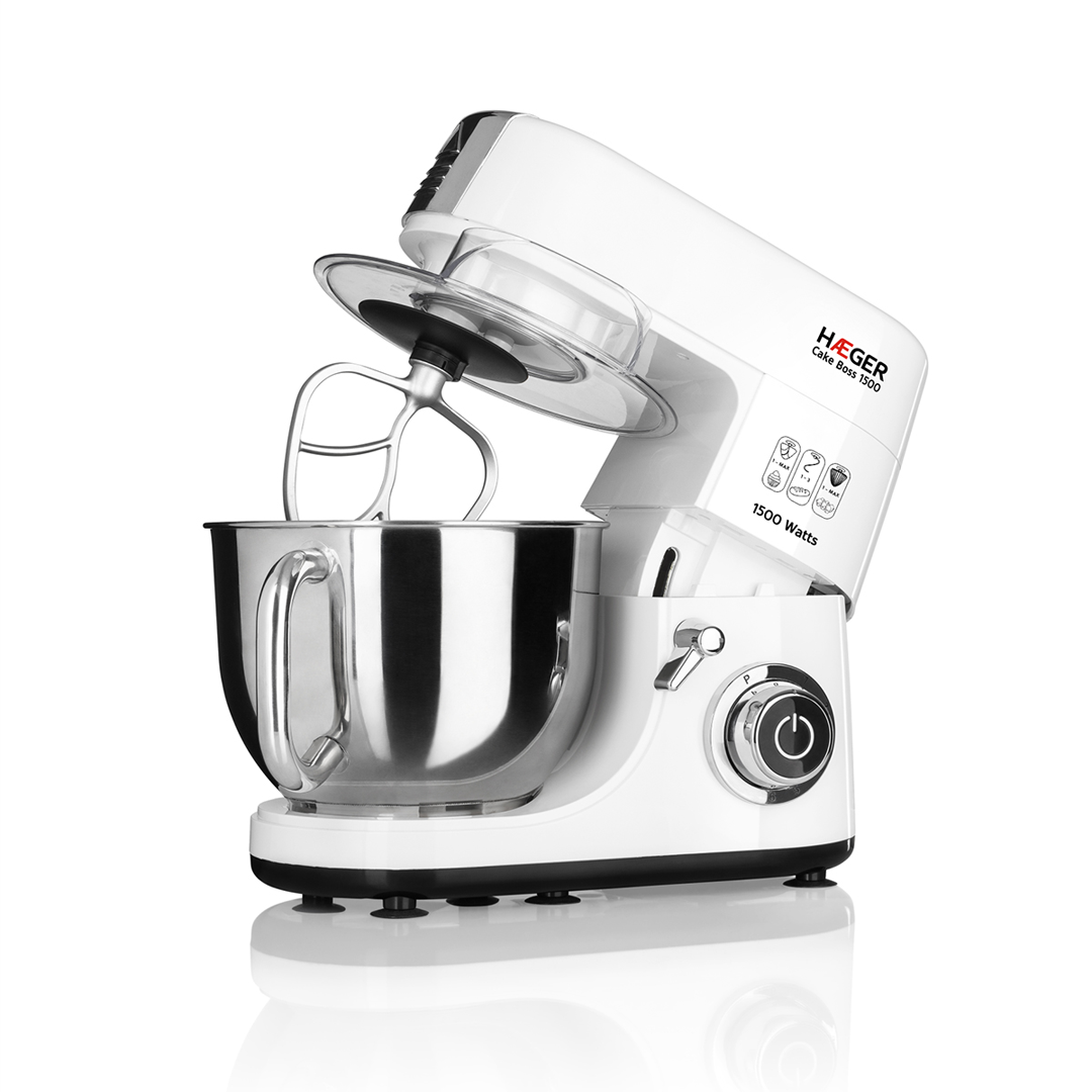 Imagen principal de la amasadora BL-15B 012A de Haeger, con potencia de 1500W y capacidad de 6 litros, fabricada en acero inoxidable, ideal para repostería y panadería, disponible en Electrocash