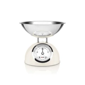 Imagen principal del peso de cocina KS-CME 009 de Haeger, color crema, con capacidad máxima de 5kg y mecanismo analógico, ideal para medir ingredientes de manera precisa, disponible en Electrocash