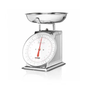 Imagen principal del peso de cocina KS-10S 014A de Haeger, con capacidad máxima de 10kg, mecanismo analógico y diseño en acero inoxidable, ideal para medir ingredientes con precisión, disponible en Electrocash