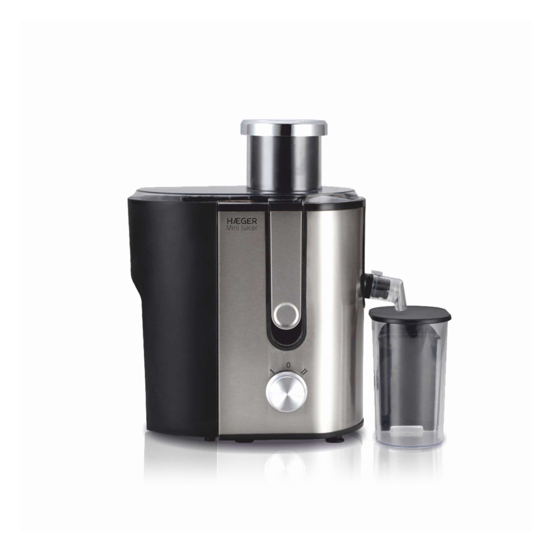 Imagen principal de la licuadora JE-600 002B Mini de Haeger, con potencia de 600W y vaso de 450ml, ideal para preparar batidos y smoothies de forma rápida y eficiente, disponible en Electrocash