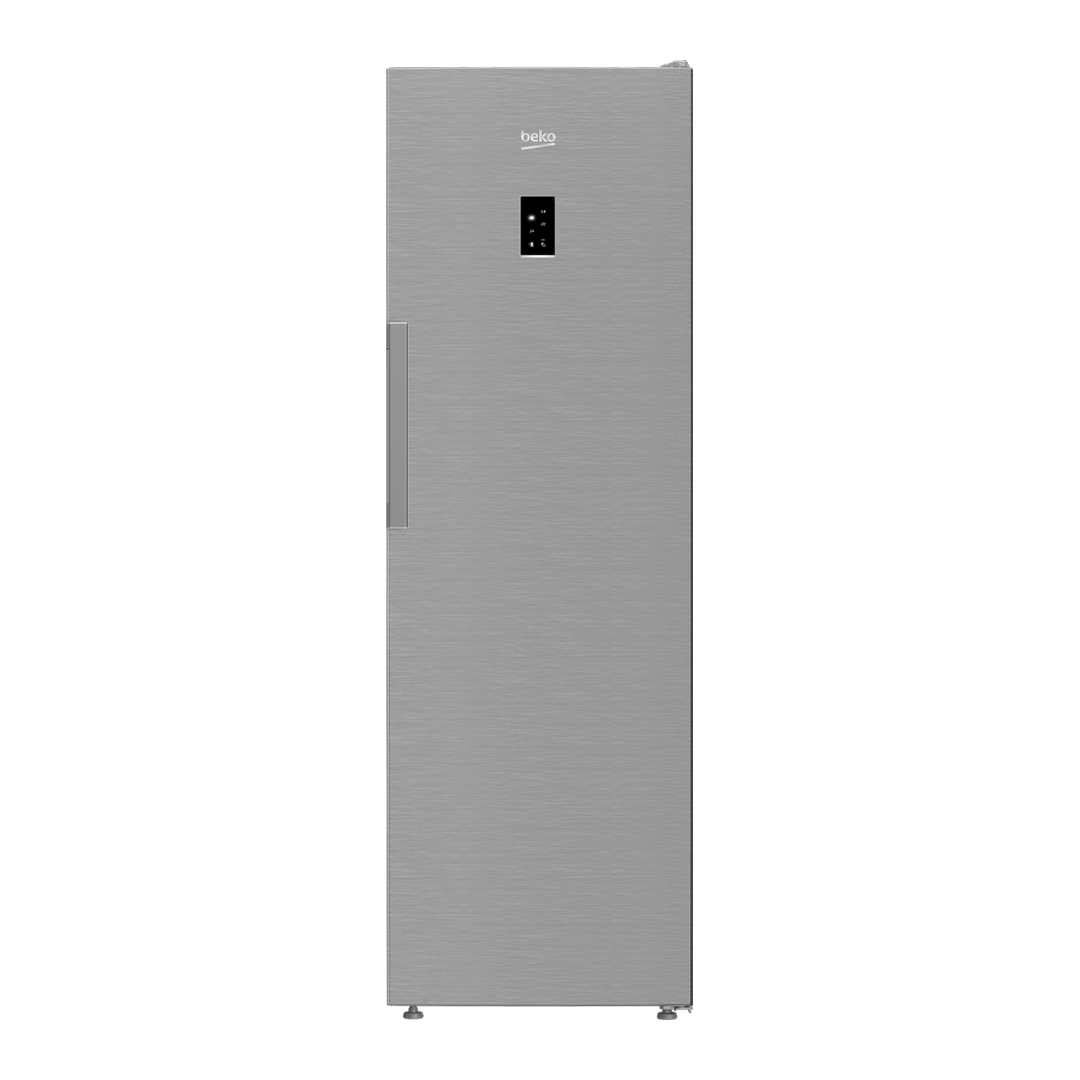 Imagen principal del congelador vertical B3RFNE-314XB de Beko, acabado en inox, con tecnología No Frost y eficiencia energética E, disponible en Electrocash