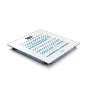 Imagen principal de la báscula de baño PS-1074 Laica de cristal blanco con pantalla LCD, disponible en Electrocash