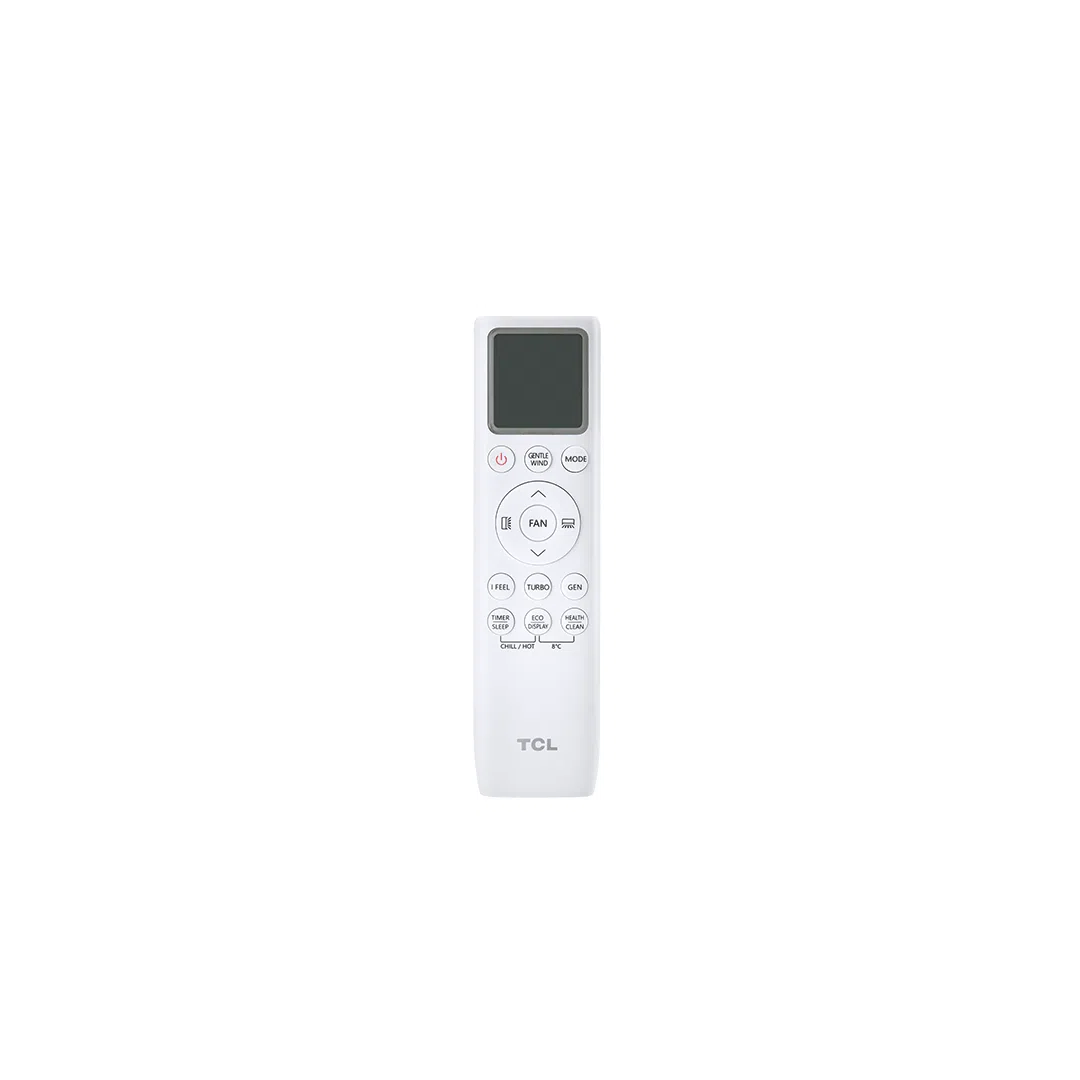 Mando a distancia del aire acondicionado Split Elite S18F2S0 TCL, con botones para controlar la temperatura, modo y configuración del equipo