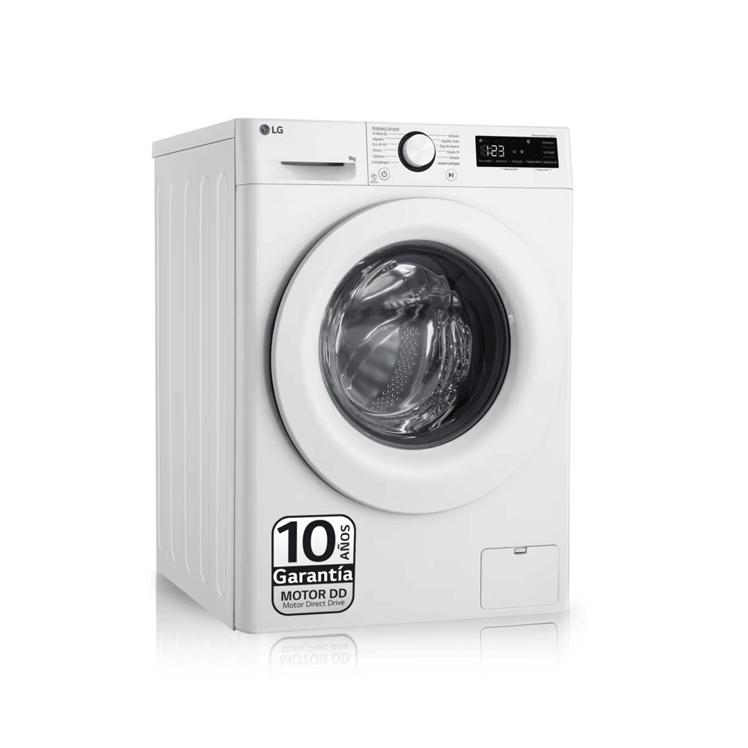 Descubre la avanzada lavadora blanca F4-WR5009A3W de LG, con capacidad de 9kg y 1400 RPM. Equipada con inteligencia artificial para una experiencia de lavado excepcional, disponible en Electrocash