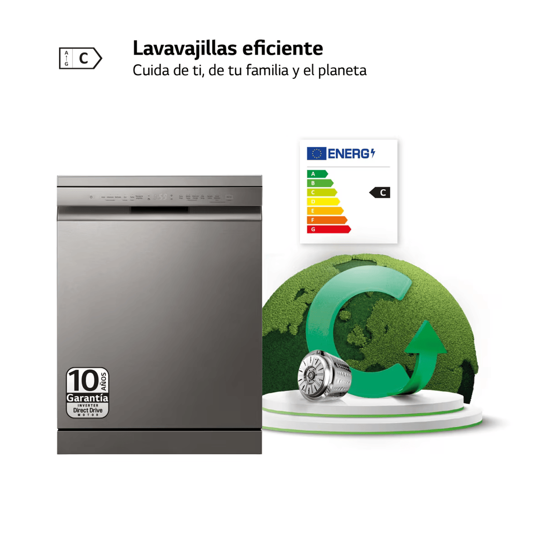 Lavavajillas Inox 60 DF-355FP LG C; Eficiencia Energética Clase C - Compra en Electrocash