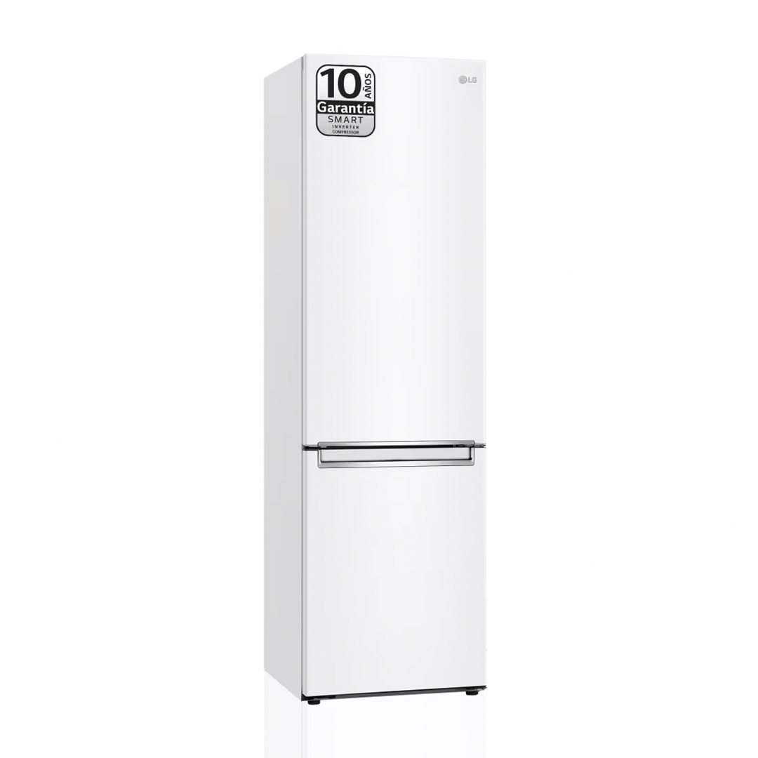 Frigorífico combi LG GBP-62SWNGN en color blanco, 203x60 cm, con cajón verde para frescos. Disponible en Electrocash para una refrigeración óptima y moderna