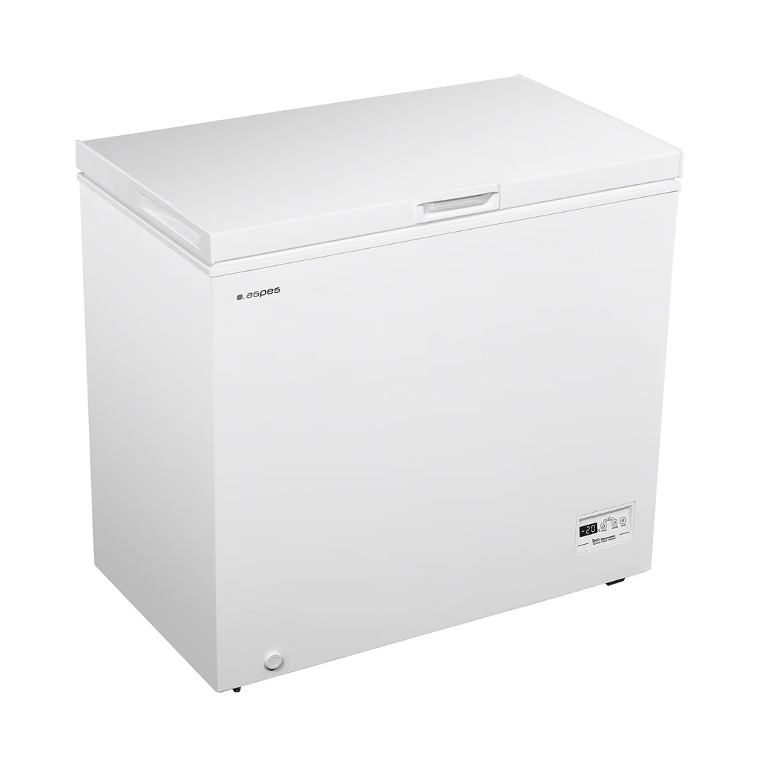 Imagen principal del congelador horizontal ACH-2001EDC de Aspes, con clasificación energética E, dimensiones de 85x90 cm y capacidad de 198 litros, ideal para almacenar una gran cantidad de alimentos de manera eficiente, disponible en Electrocash