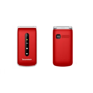 TELEFONO MOVIL SENIOR CELT-18BL ROJO SUNSTECH CON BOTON SOS BASE DE CARGA