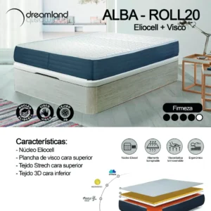 Vista principal del Colchón Roll-20CM 90x190 Comodissimo, enrollado para su fácil transporte, disponible en Electrocash