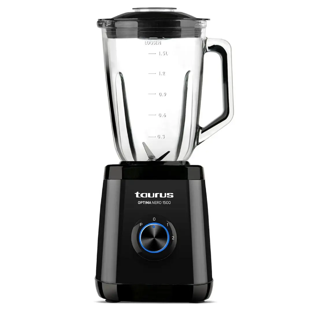 Batidora de Vaso Optima Nero 1500 de Taurus con potencia de 1500W y capacidad de 1.5L, en color negro, disponible en Electrocash