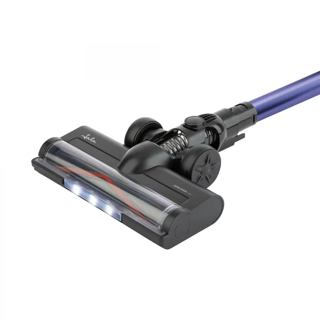 Primer plano del Aspirador Escoba JEAP-1950 Jata 120W, mostrando la luz LED y detalles de diseño