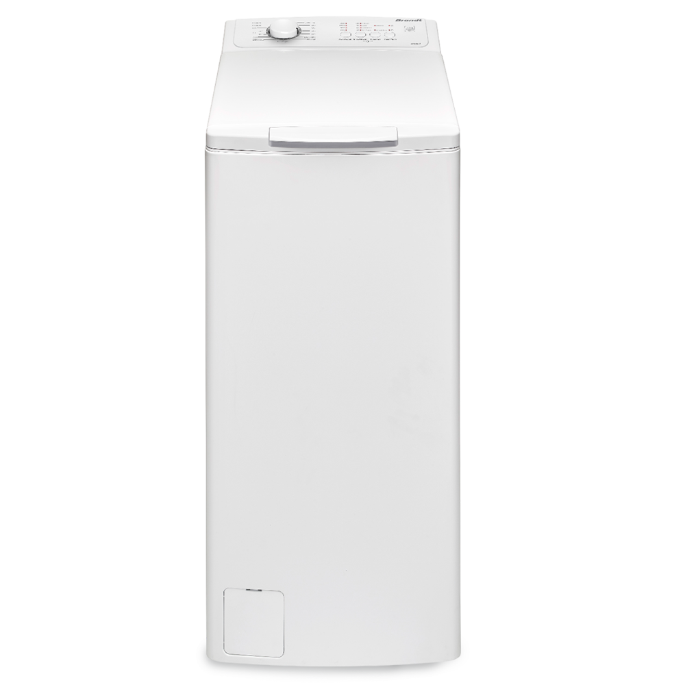 Vista frontal de la Lavadora Carga Superior Blanca BT37026P Brandt con capacidad de 7kg y 1200RPM, disponible en Electrocash