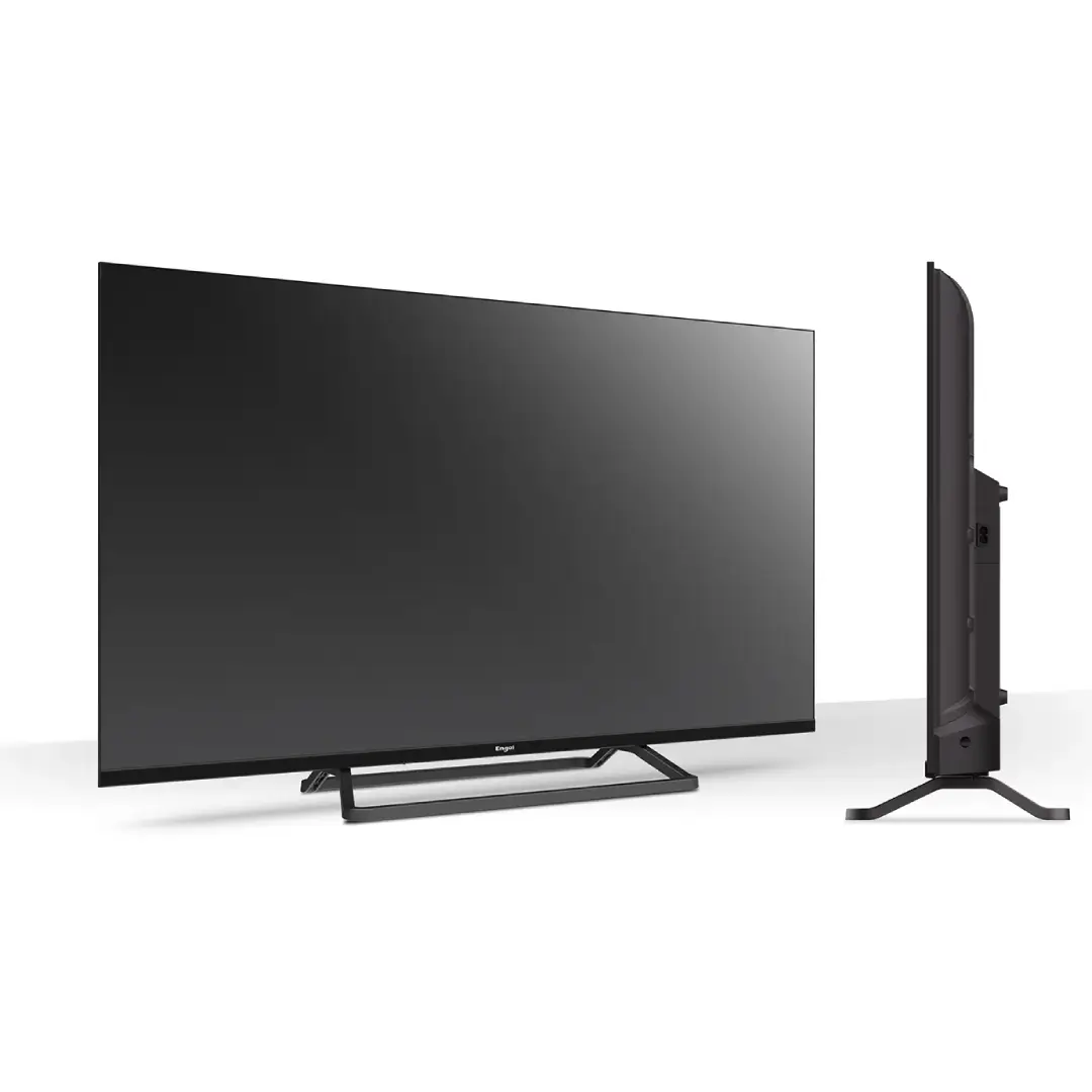 Imagen lateral del televisor LED Engel LE-4066T2 de 40" apagado, destacando su diseño delgado y elegante