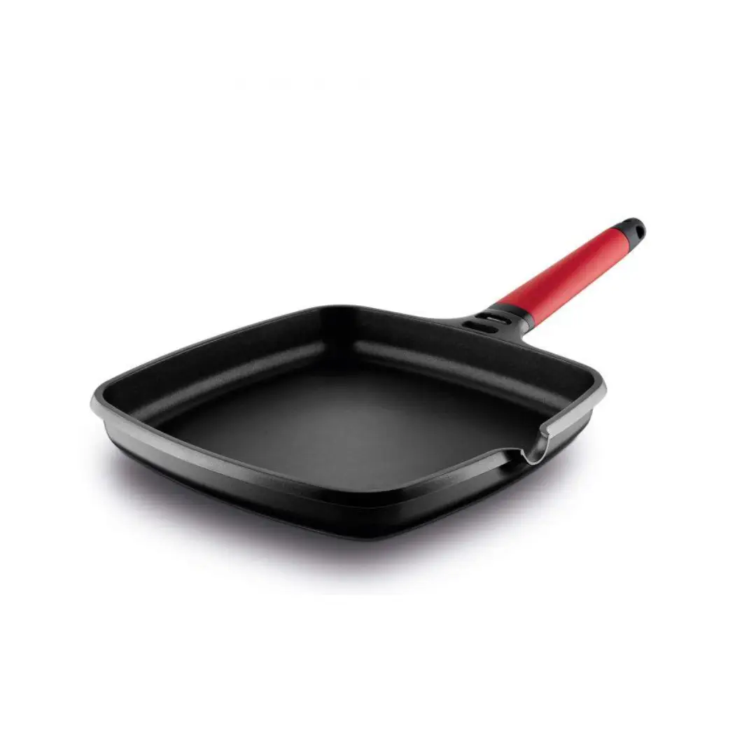 Imagen principal de la plancha de asar Castey 2-IP27 con dimensiones de 27x27 cm y mango desmontable, ideal para cocinar con facilidad