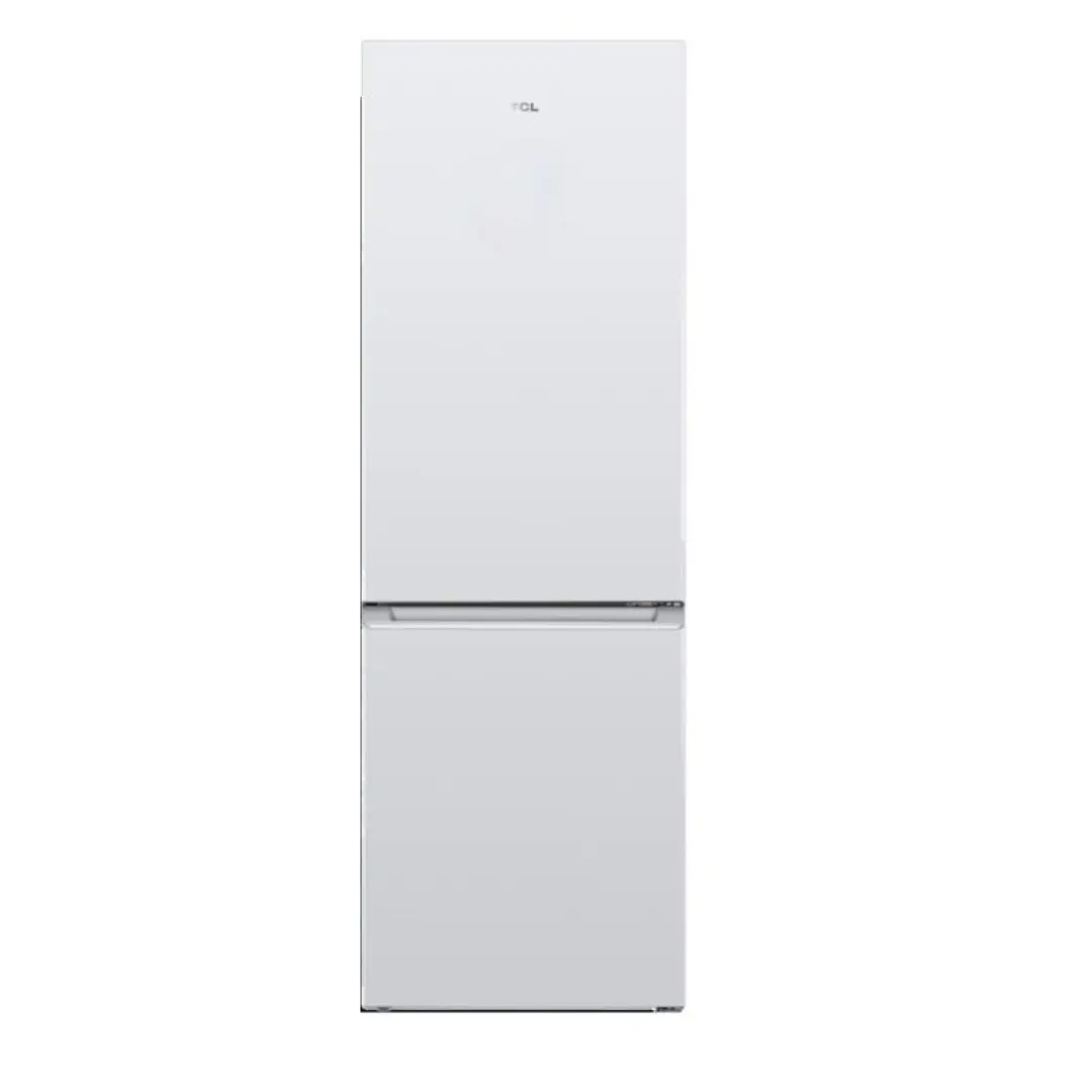 Imagen principal del combi RF-318BWE1 en color blanco de TCL, con tecnología No Frost y dimensiones de 185x60 cm