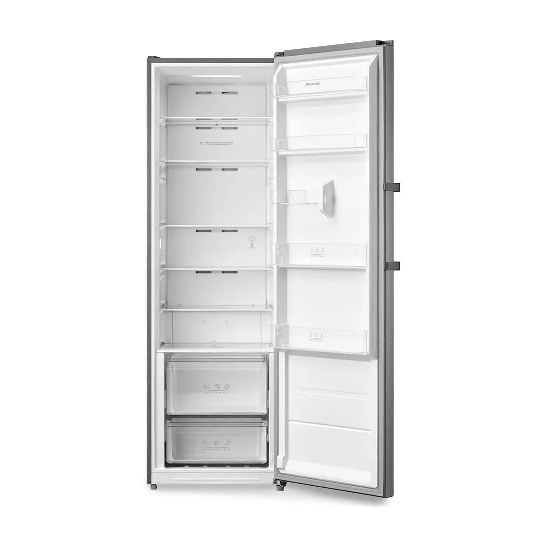 Vista del interior del frigorífico Brandt BFL-8631EX, mostrando sus compartimentos de refrigeración