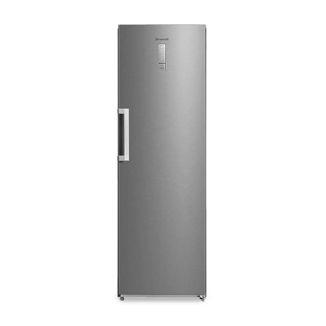 Imagen principal del frigorífico de 1 puerta Brandt BFL-8631EX en acabado inox, con eficiencia energética E, altura de 185 cm y ancho de 60 cm