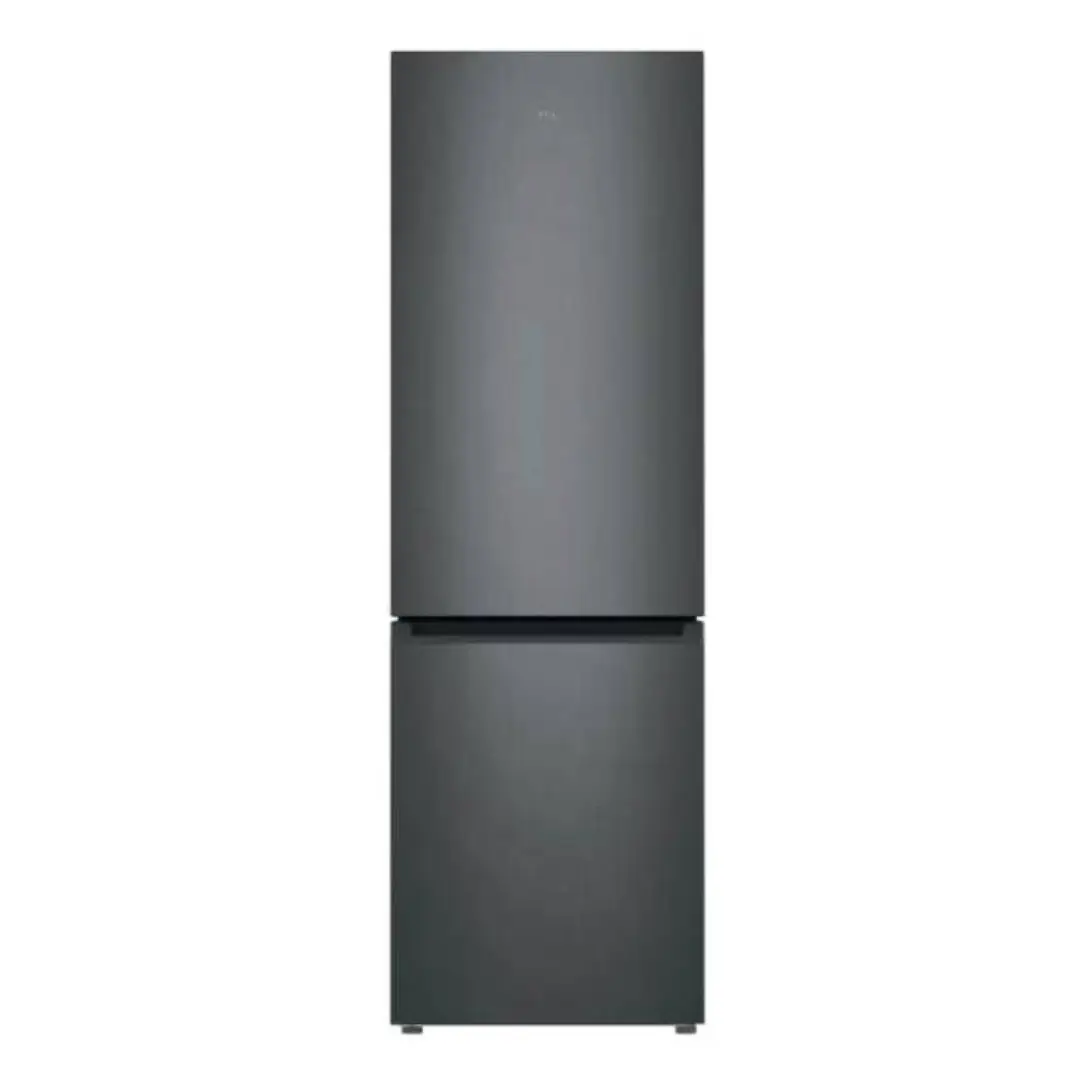 Imagen principal del combi TCL RF-318BLE0 en acabado inox, clase energética E, con tecnología No Frost y dimensiones de 185x60 cm