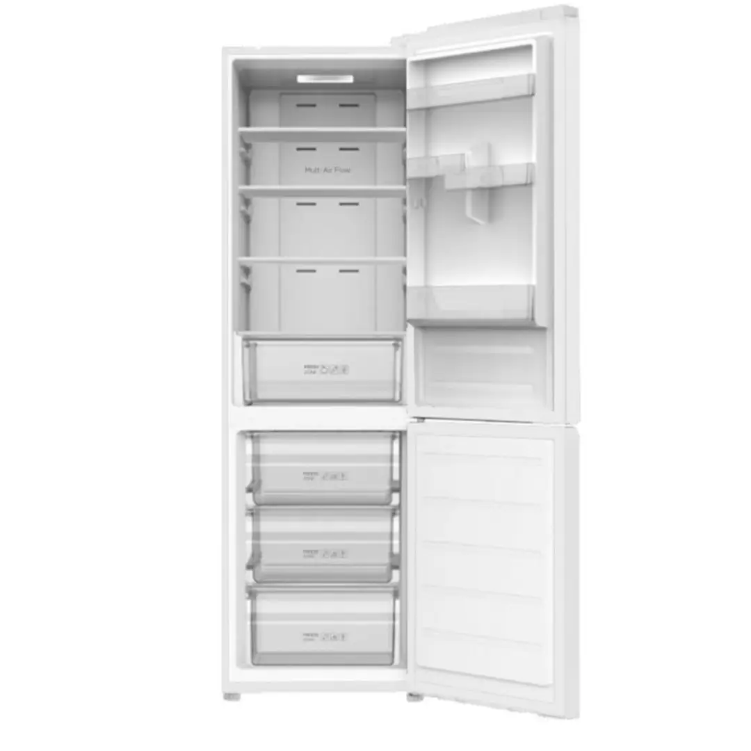Vista del interior del combi TCL RP-318BWE3, mostrando sus compartimentos y distribución interna