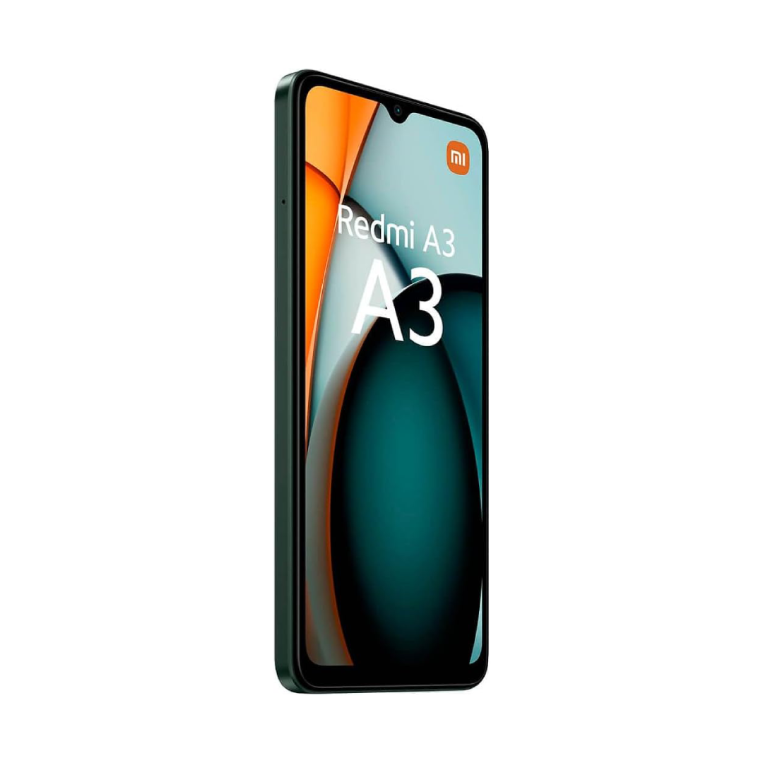 Vista lateral del teléfono móvil Redmi A3 resaltando su diseño delgado y ergonómico - Electrocash