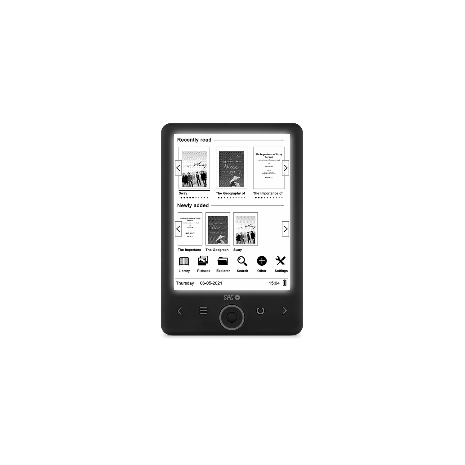 Ebook 6" SPC Dickens Light 2, modelo 5613N, con pantalla de alta resolución y 8GB de memoria interna, ideal para la lectura de libros electrónicos, ligero y portátil - Electrocash