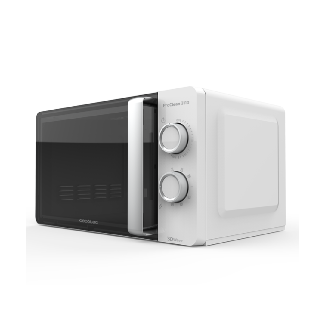 Microondas Cecotec ProClean 3110 de 700W, en color blanco, con un diseño moderno y compacto ideal para cualquier cocina - Electrocash