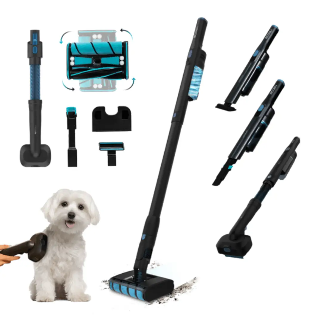 Aspirador escoba Cecotec 08399 Scoba Twice 2100 Animal, ideal para hogares con mascotas, diseño en color negro con motor potente