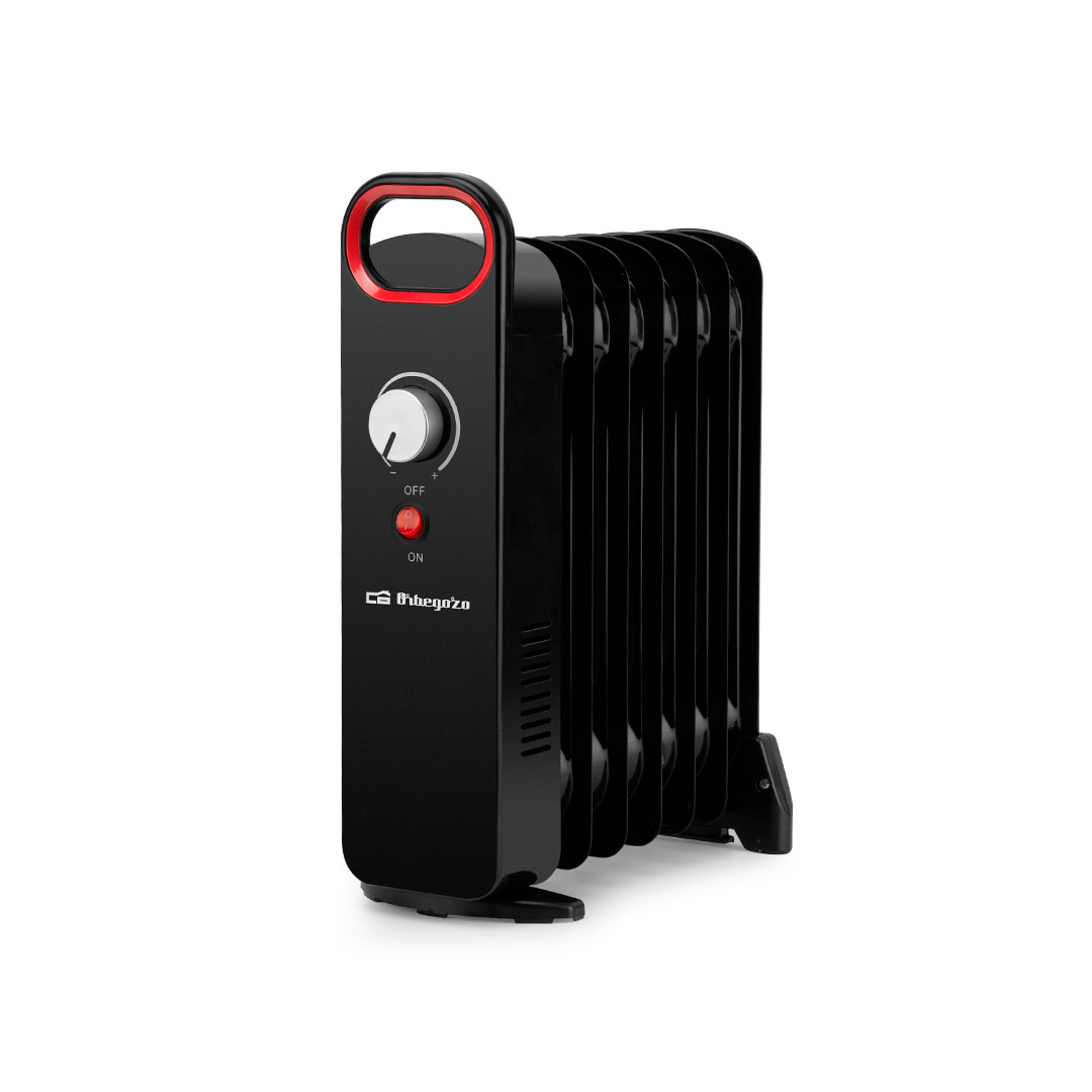 Radiador de aceite mini Orbegozo RO-130 de 1000W, en color negro, diseño compacto ideal para calentar pequeños espacios - Electrocash