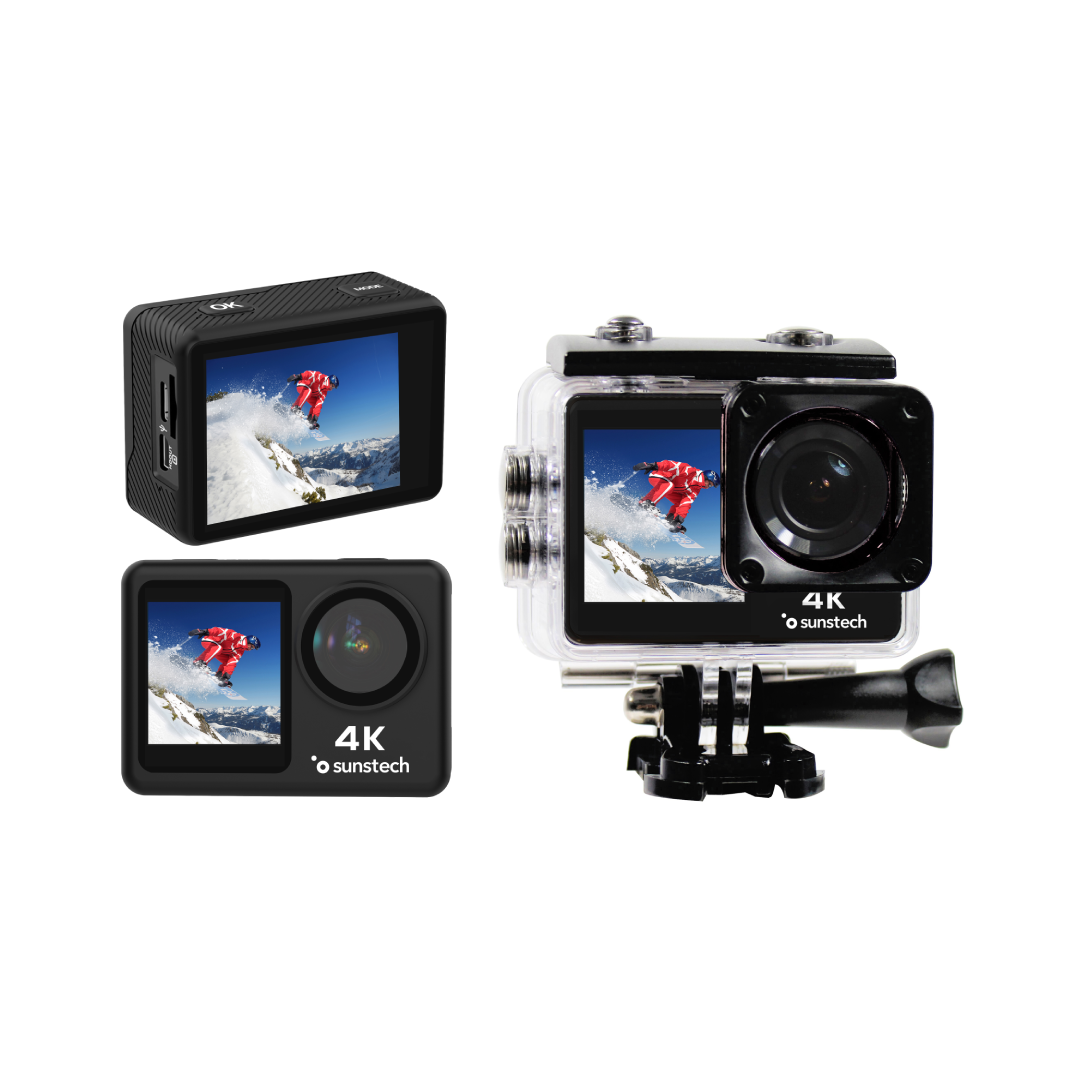 Cámara deportiva 4K Sunstech con capacidad de grabación a 30FPS, ideal para capturar tus aventuras deportivas y al aire libre - Electrocash