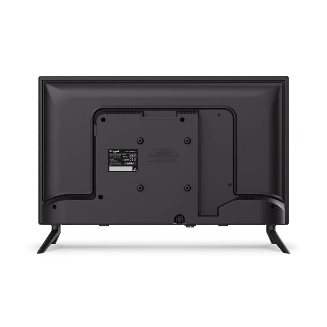 Vista trasera del televisor Engel LE-2466T2 mostrando los puertos de conexión disponibles, como HDMI, USB y de antena - Electrocash