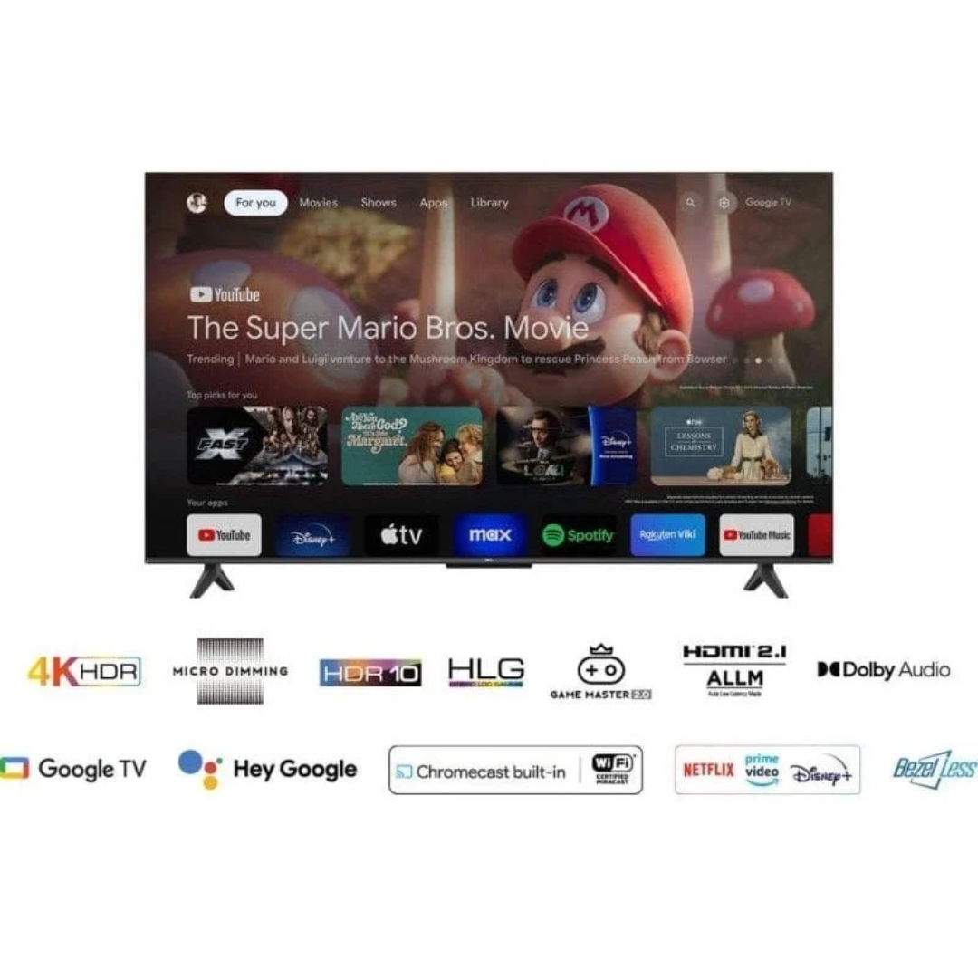 Funciones avanzadas del televisor LED 43" TCL 43P61B, como resolución 4K y Google TV - Electrocash