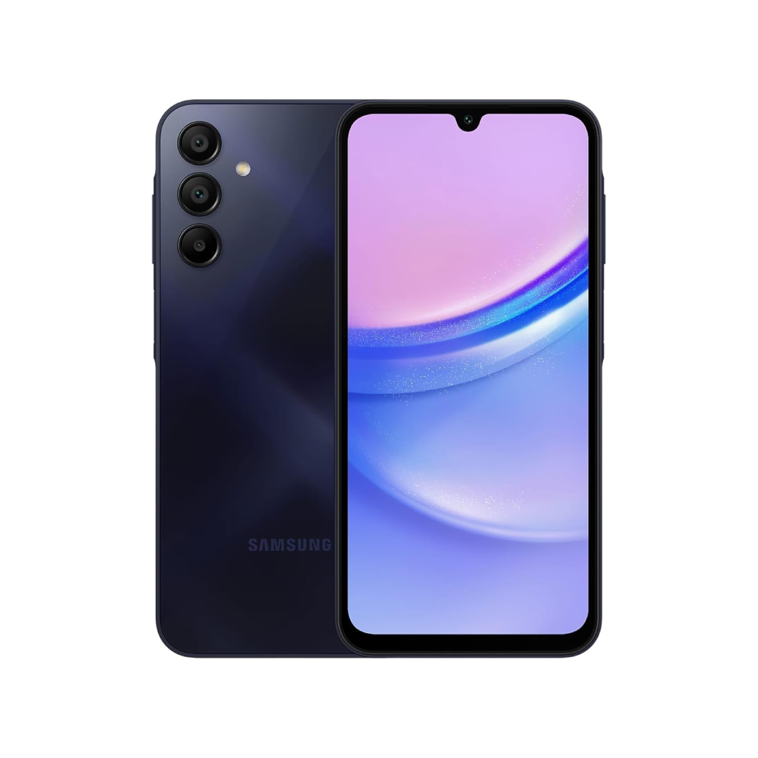 Teléfono móvil Samsung A15 de 6.5 pulgadas, 4GB de RAM y 128GB de almacenamiento en colores negro y azul - Electrocash